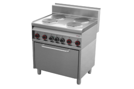 Elektrický sporák čtyřplotýnkový s troubou REDfox SPT 70/80 21 E - Sporák el. se statickou el. troubou GN 2/1 - 4x plotýn 400 V